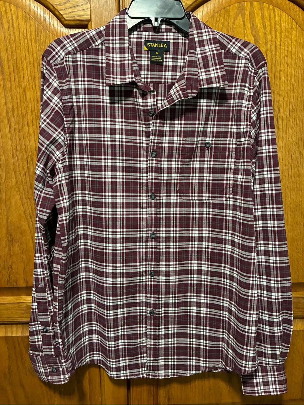 Men's Stanley Maroon Plaid Button-Up Size Medium